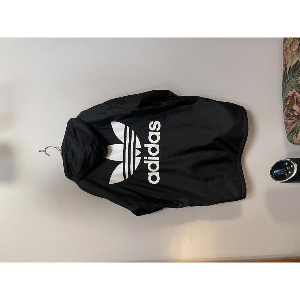 Vintage Adidas Hooded Jacket Mens L Trefoil Faux Shearling